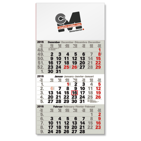 3-Monatskalender für das Folgejahr